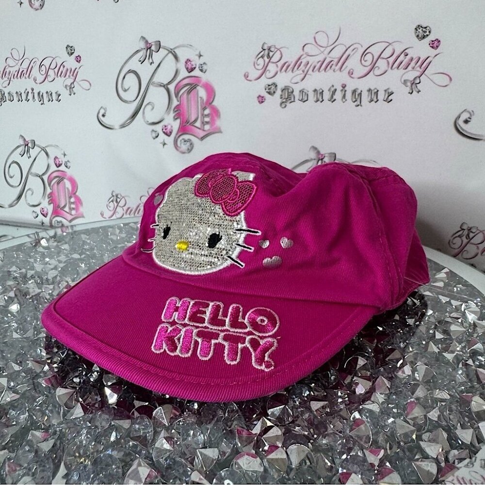Hello Kitty Pink hat cap sparkly glitter embroidered rare vintage